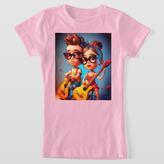 Little Rockstars Kinderen T-shirt met gitaar (Laagn)