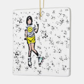 Little Rollerblader Girl Keramisch Ornament (Links)