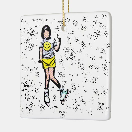 Little Rollerblader Girl Keramisch Ornament (Links)