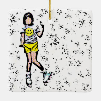 Little Rollerblader Girl Keramisch Ornament