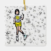 Little Rollerblader Girl Keramisch Ornament (Voorkant)