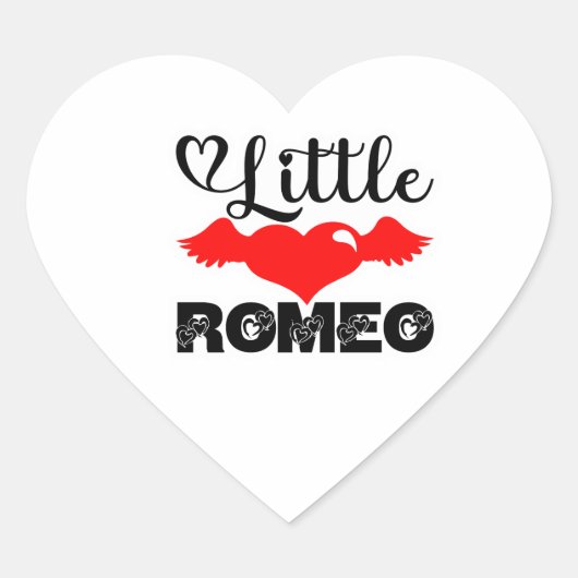Little Romeo Valentine Cute Heart Wings Love Hart Sticker (Voorkant)