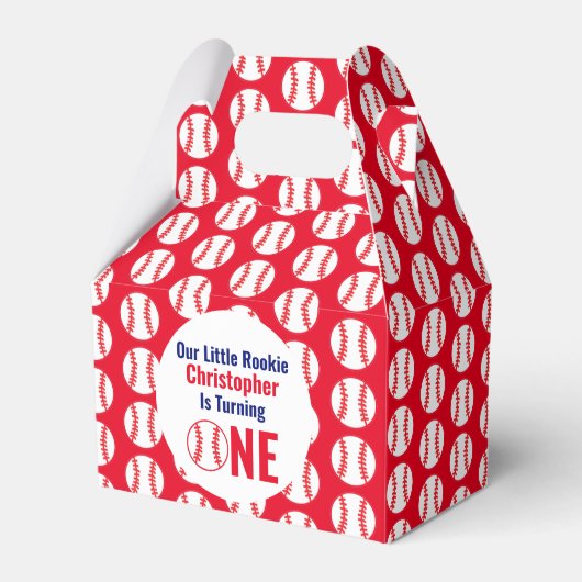 Little Rookie Baseball 1e verjaardag Bedankdoosjes (Voorkant Zijde)