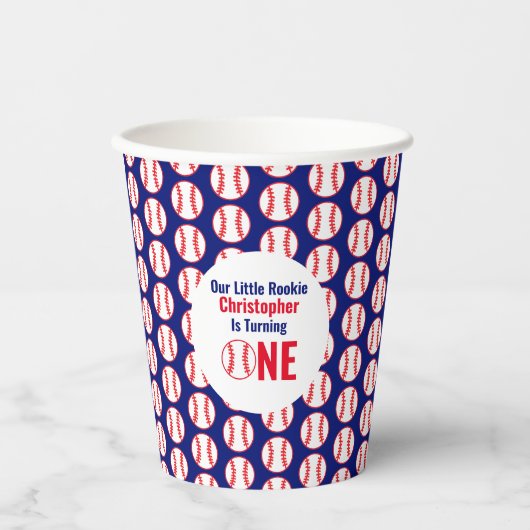 Little Rookie Baseball 1e verjaardag Papieren Bekers (Voorkant)