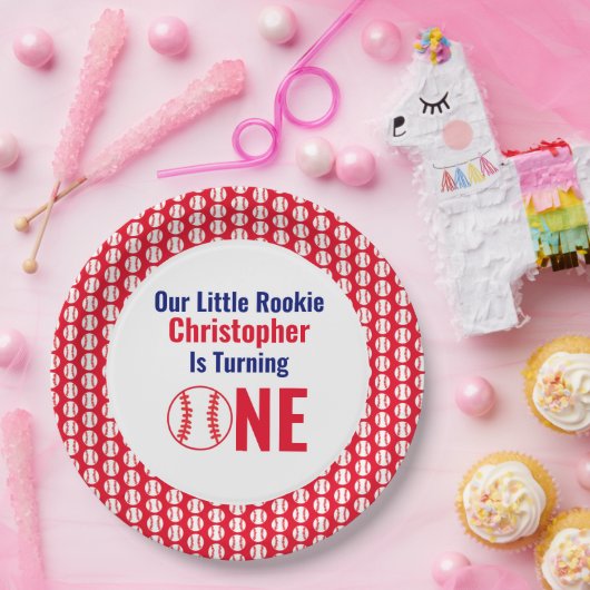 Little Rookie Baseball 1e verjaardag Papieren Bordje (Feest)