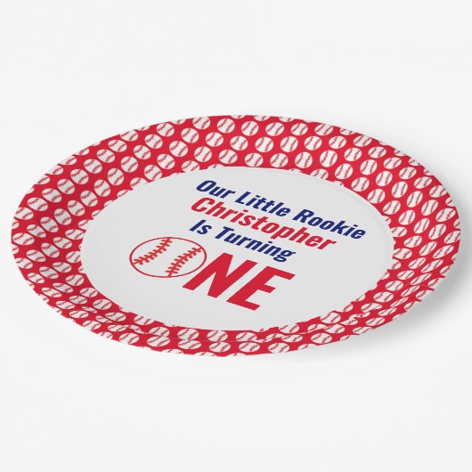 Little Rookie Baseball 1e verjaardag Papieren Bordje (Gekanteld)