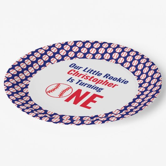 Little Rookie Baseball 1e verjaardag Papieren Bordje (Gekanteld)