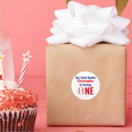 Little Rookie Baseball 1e verjaardag Ronde Sticker