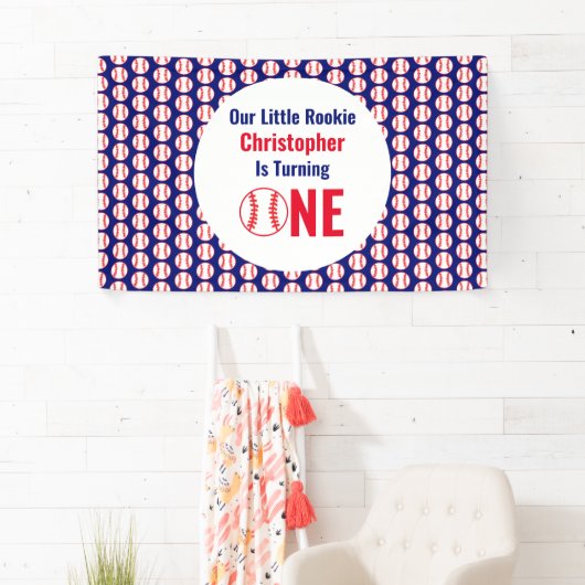 Little Rookie Baseball 1e verjaardag Spandoek (Insitu)