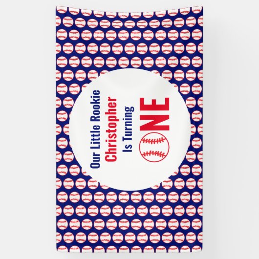 Little Rookie Baseball 1e verjaardag Spandoek (Verticaal)