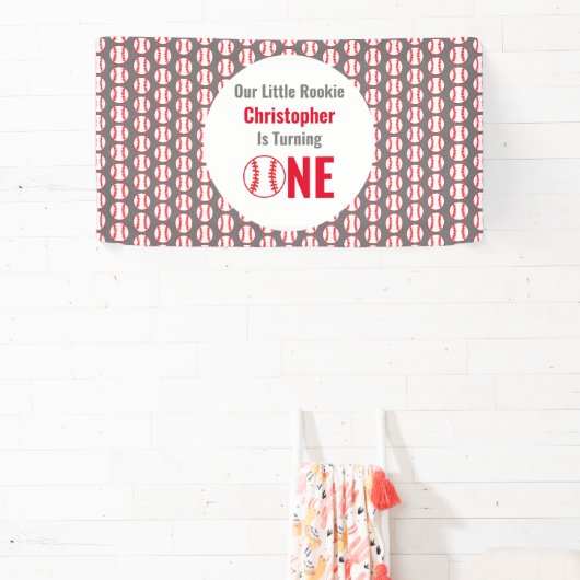 Little Rookie Baseball 1e verjaardag Spandoek (Insitu)