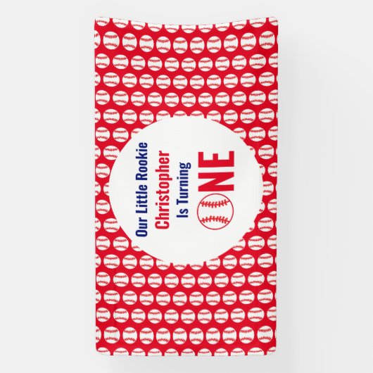 Little Rookie Baseball 1e verjaardag Spandoek (Verticaal)