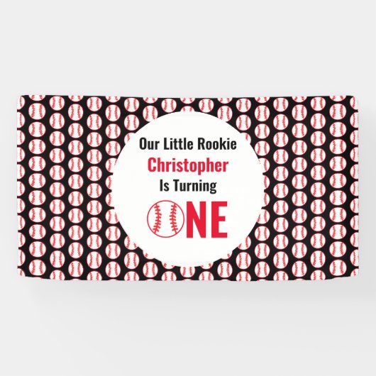 Little Rookie Baseball 1e verjaardag Spandoek (Horizontaal)