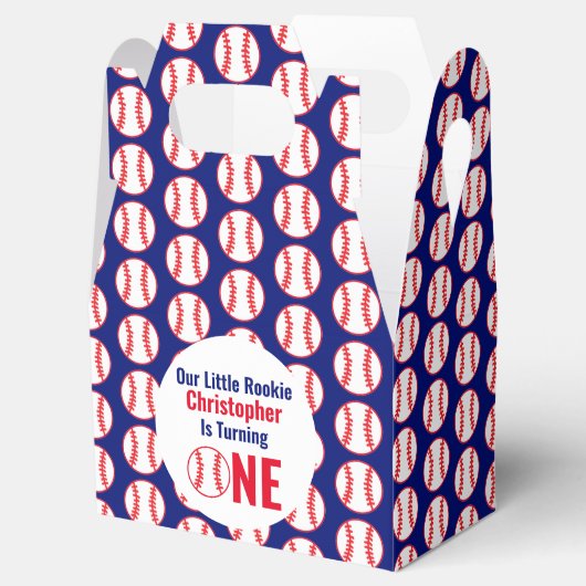 Little Rookie Baseball 1st Birthday Favor Box Bedankdoosjes (Geopend)