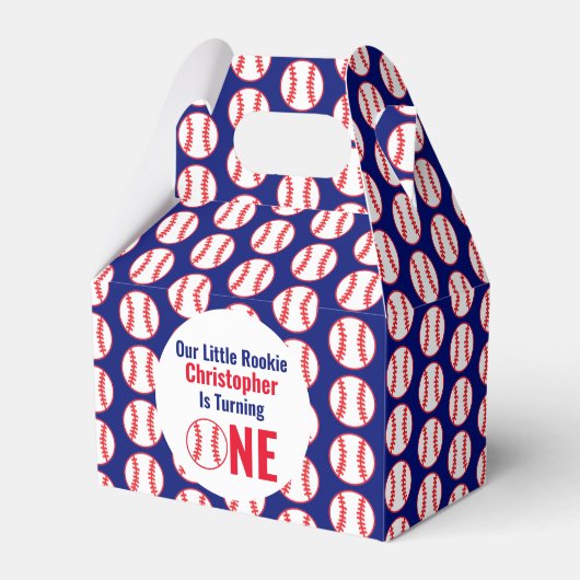 Little Rookie Baseball 1st Birthday Favor Box Bedankdoosjes (Voorkant Zijde)