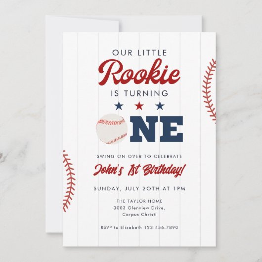 Little Rookie Baseball 1st Birthday Kaart (Voorkant)