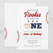 Little Rookie Baseball 1st Birthday Kaart (Voorkant / Achterkant)