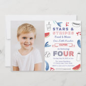 Little Rookie Baseball 4th Birthday Party Afbeeldi Kaart (Voorkant)