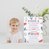 Little Rookie Baseball 4th Birthday Party Afbeeldi Kaart (Staand voorkant)