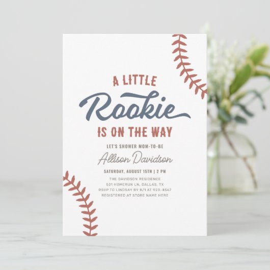 Little Rookie Baseball Baby shower Kaart (Staand voorkant)