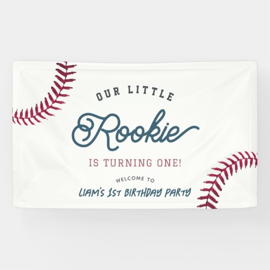 Little Rookie Baseball Boy 1st Birthday Welkom Spandoek (Horizontaal)