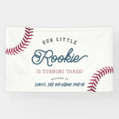 Little Rookie Baseball Boy Verjaardag Welkom Spandoek (Horizontaal)