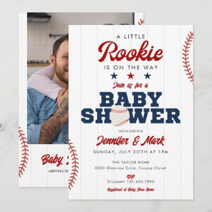 Little Rookie Baseball Foto Baby Shower Kaart