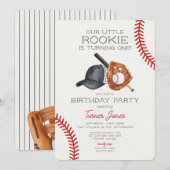 Little Rookie Baseball verjaardagsfeestje uitnodig Kaart (Voorkant / Achterkant)