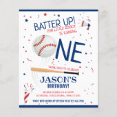 Little Rookie Honkbal Budget 1e Verjaardag Uitnodi (Voorkant)