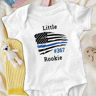 Little Rookie Personalized Thin Blue Line Police B Romper