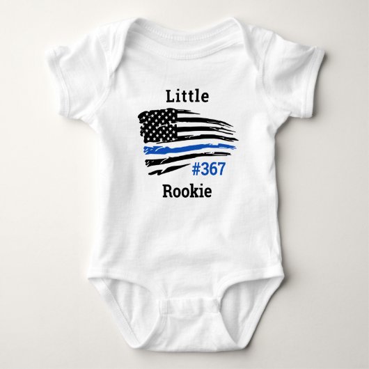 Little Rookie Personalized Thin Blue Line Police Romper (Voorkant)