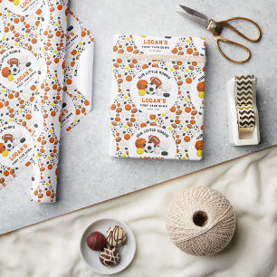Little Rookie Sports 1e Verjaardagsfeestje All-S Cadeaupapier