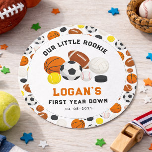 Little Rookie Sports 1e Verjaardagsfeestje All-S Ronde Sticker
