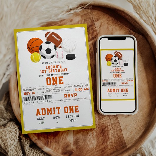 Little Rookie Sports 1st Birthday | Fun All-Star  Kaart