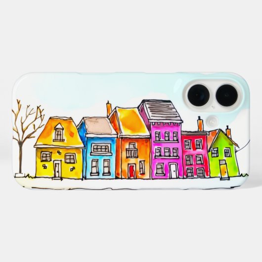 Little Row of Colourful Houses Case-Mate iPhone Case (Achterkant (horizontaal))