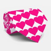 Little Roze Heart Pattern on White Stropdas (Opgerold)