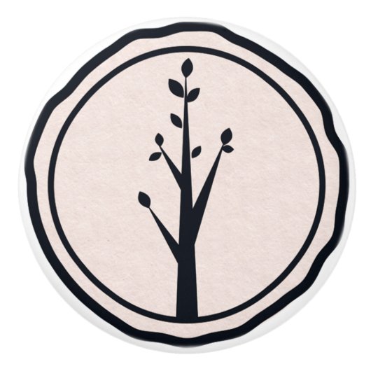 Little Rustic Tree Natuur Minimalistisch Biologisc Keramische Knop (Voorkant)