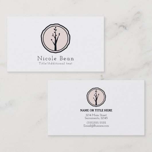 Little Rustic Tree Natuur Modern Custom Logo Visitekaartje (Voorkant / Achterkant)