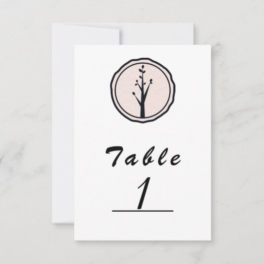 Little Rustic Tree Natuur Wedding Table Number Kaart (Voorkant)