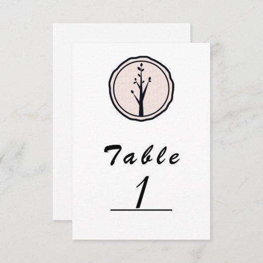 Little Rustic Tree Natuur Wedding Table Number Kaart (Voorkant / Achterkant)