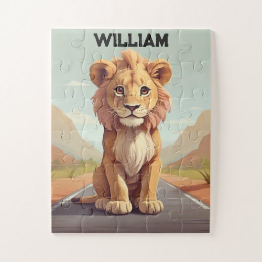 Little Safari Lion gepersonaliseerd Legpuzzel (Verticaal)