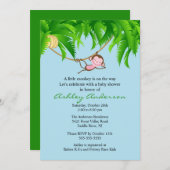 Little Safari Monkey Baby shower Invitation Kaart (Voorkant / Achterkant)