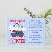 Little Sailboat 1st Birthday Kaart (Staand voorkant)