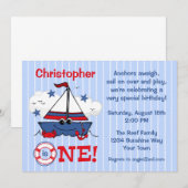 Little Sailboat 1st Birthday Kaart (Voorkant / Achterkant)