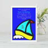 Little Sailboat Birthday Party Invitation Kaart (Staand voorkant)