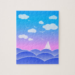 Little Sailboat Blue Ocean Seascape Children's Legpuzzel