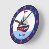 Little Sailboat Personalized Wall Clock (marine) Ronde Klok (Hoek)