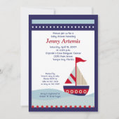 Little Sailboot Navy Boat Nautical Baby shower 5x7 Kaart (Voorkant)