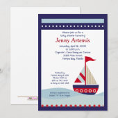 Little Sailboot Navy Boat Nautical Baby shower 5x7 Kaart (Voorkant / Achterkant)