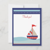 Little Sailboot Navy Naut 4x5 Flat Bedankkaart (Voorkant)